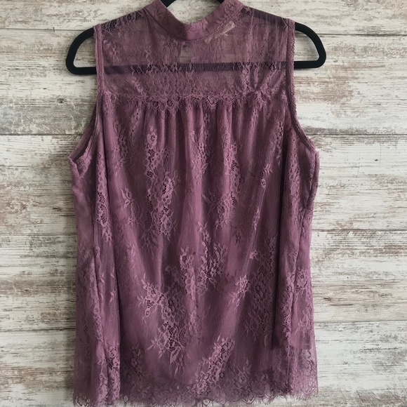 Rewind Tops - High-Neck Lace Tank Top